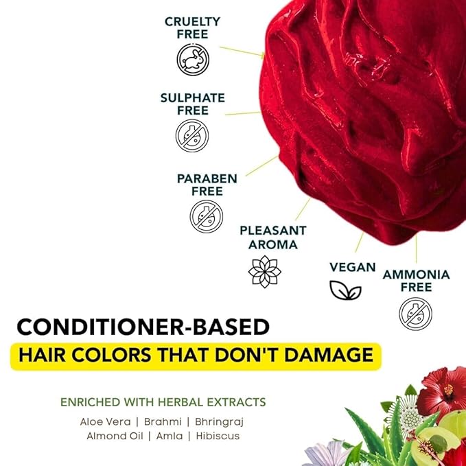 Paradyes Top-up Semi-permanent Rubra Red Diy Conditioner Based Hair Colour - 120 Gms