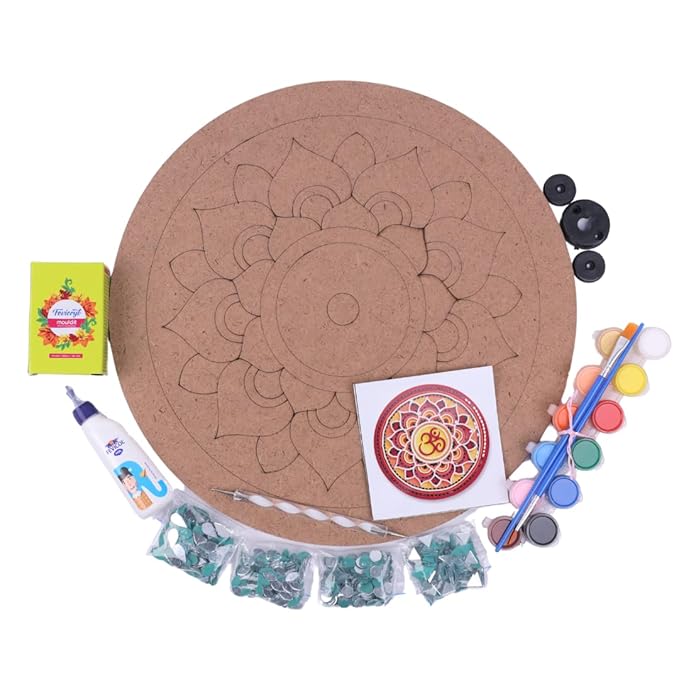 Hobby India Diy Lippan Art Mandala Painting and Craft Kit | Complete Set With Wooden Mandala Board for Adults & Kid's