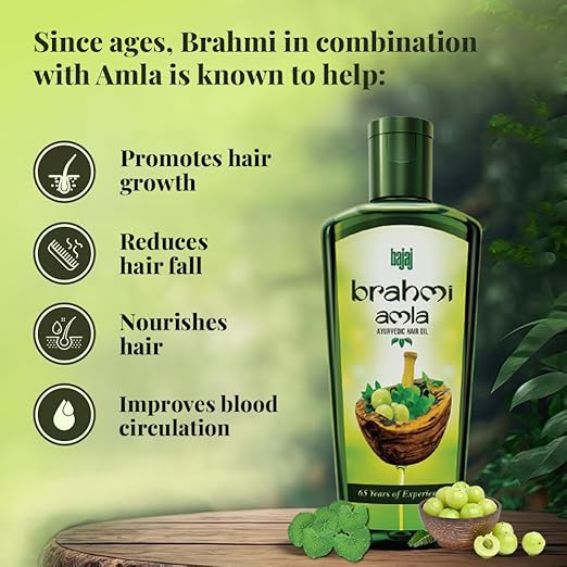 Bajaj Amla Hair Oil for Hair Growth with Brahmi Ayurvedic Oil for Nourishment - 300 ml