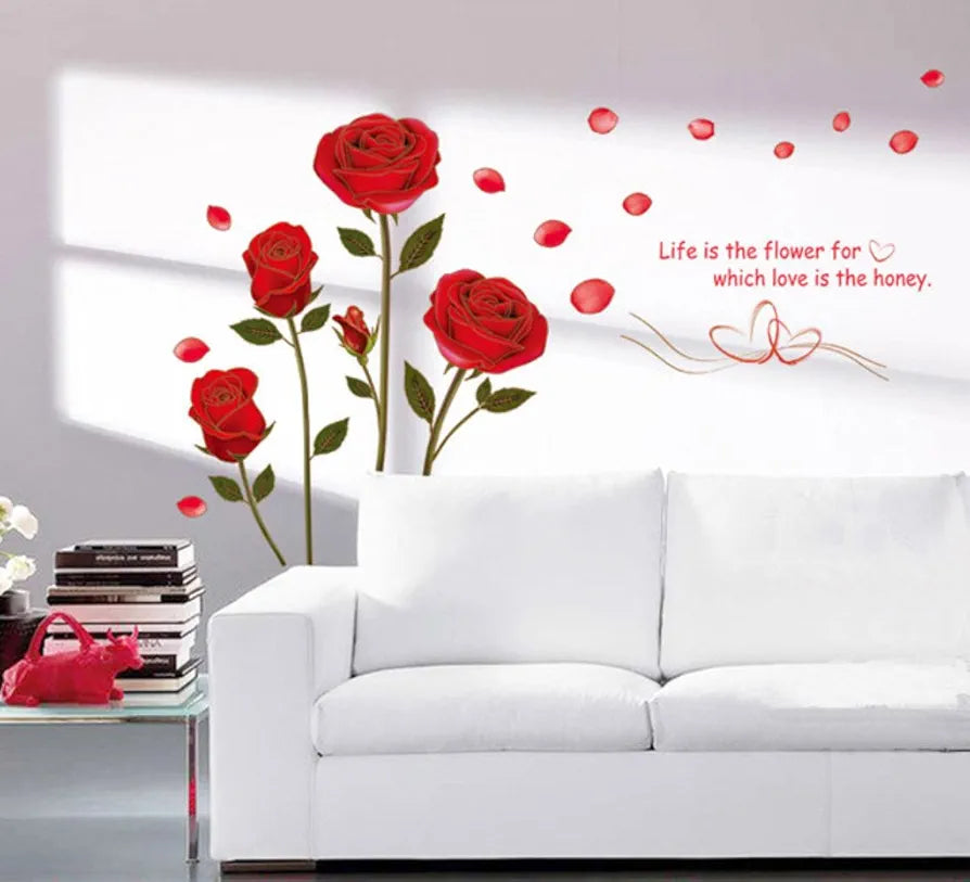 Decals Design Romantic Rose Flowers Wall Sticker