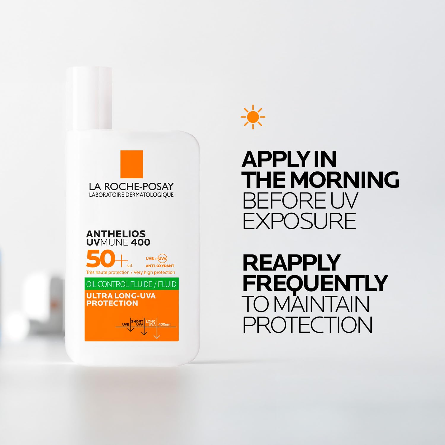 La Roche-Posay Anthelios UVMUNE400 Oil Control Invisible Fluid SPF50+ PA++++ Broad Spectrum UV Protection, Ultra-Lightweight, Mattifying, Non-perfumed Sunscreen for Oily & Acne-Prone Skin, 50ml