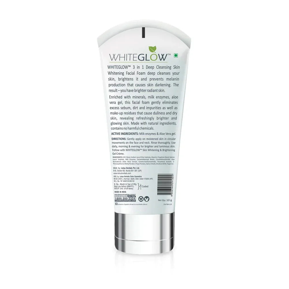 Lotus Herbals White Glow 3 in 1 Deep Cleansing Skin Whitening Facial Foam