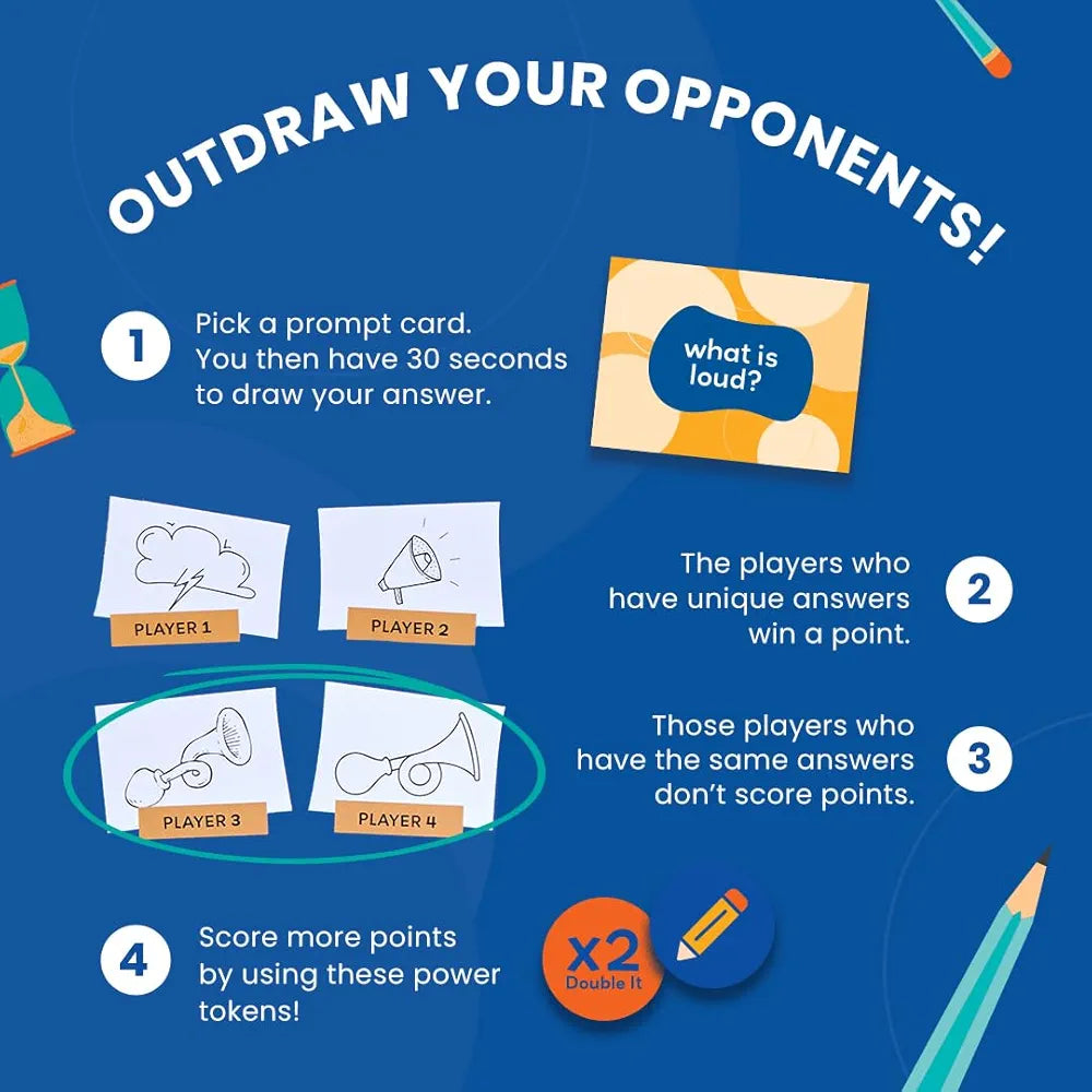 Binca Board Game - Fletter Quick Draw, Fast-paced Drawing Game, Fun for Kids, Teens & Adults, Boosts Creativity & Quick Thinking, Perfect for Family Gamenight, Gifts for Kids Ages 8, 9, 10 & Up