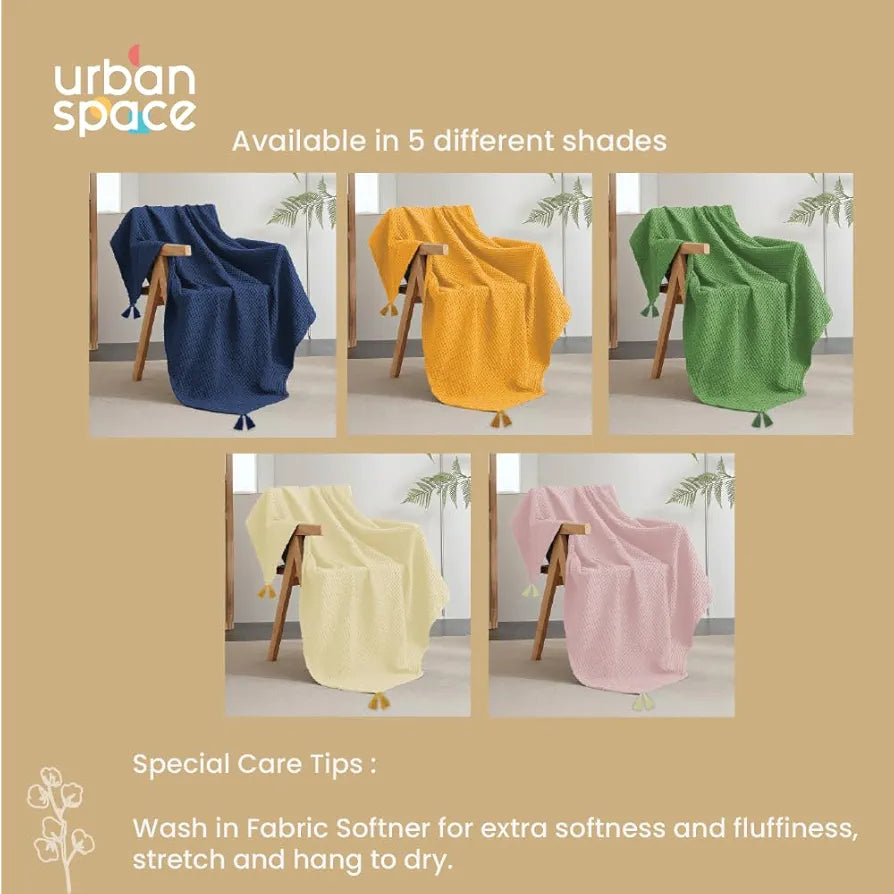 Urban Space Cotton Waffle Throw Blanket, Soft Decorative Throw for Living Room, Sofa, Chair and Couch, Handmade,Reversible and Breathable Throw 200 TC Waffle Beige
