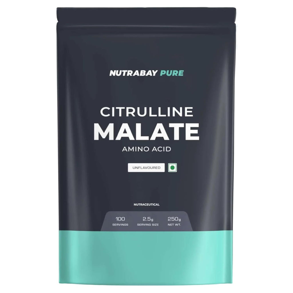 Nutrabay Pure 100% Citrulline Malate Powder 2500mg per Serving - Boosts Nitric Oxide, Pre Workout supplement for Men & Women for Faster Recovery, Endurance & Muscle Build Up - 250g Unflavoured