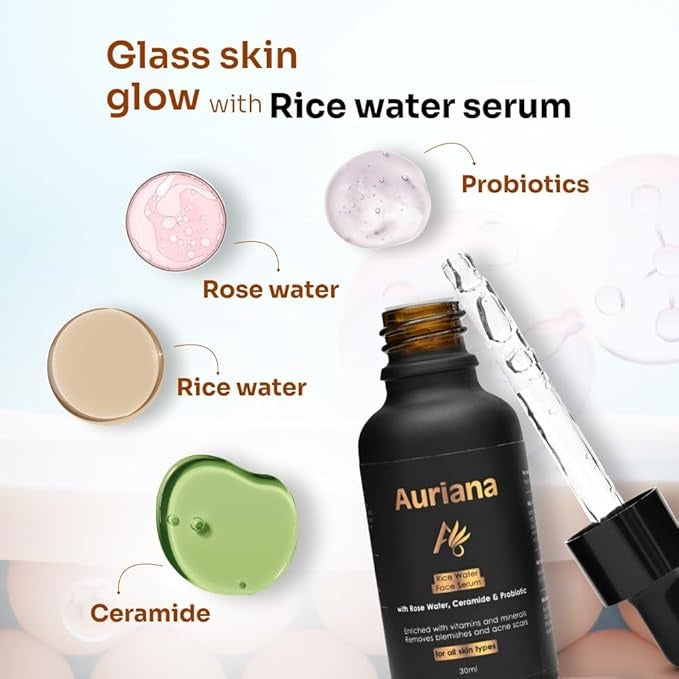 Auriana Cosmetics Skin Brightening Rice Water Hydrating Face Serum - 30 ml