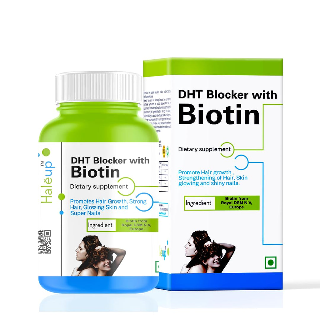 Haleup DHT with Biotin caps, Royal DSM, Switzerland – For Strong Hair & Healthy Skin || Hair || Skin || Nails -60 capsules (Pack of 1)