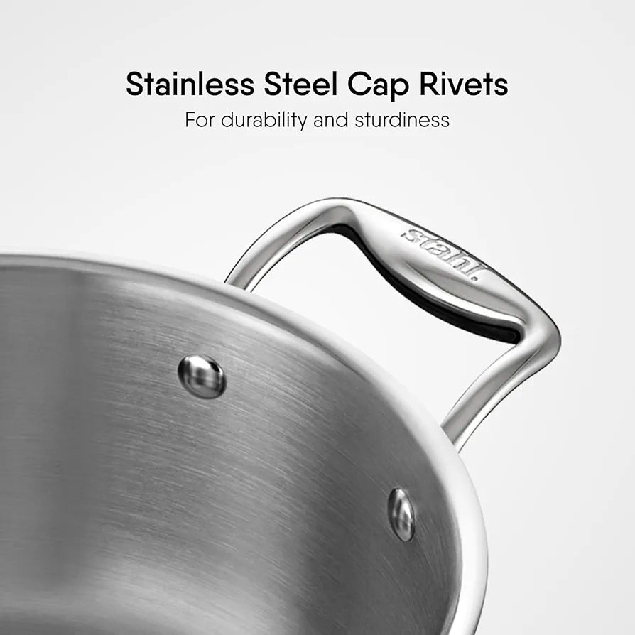 Stahl Artisan Triply Stainless Steel Sauce Pot | Casserole with Glass Lid