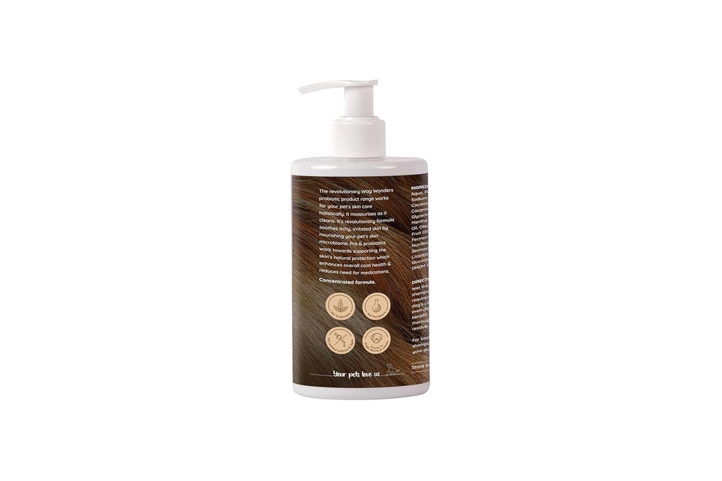 Wag Wonders 400 Ml Probiotic Shampoo for Dogs Natural Care From Healthy Bacteria | Helps in Improves Skin Health, Shinier Skin