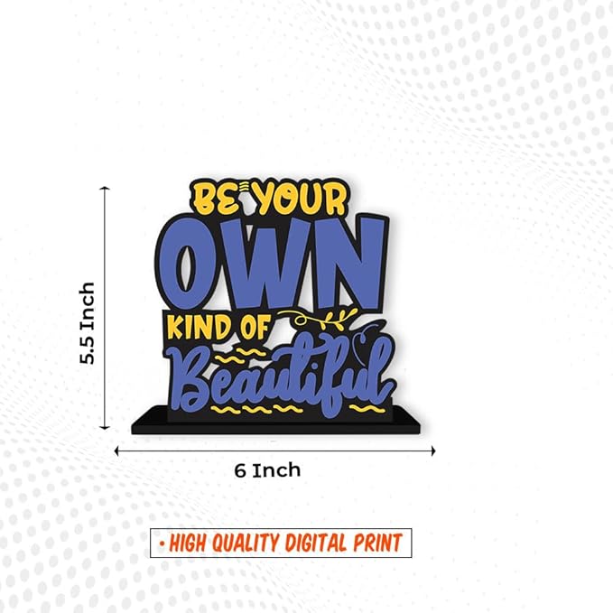 Artvibes Wooden Idols and Figurine Be Your Own Kind of Beautiful Quotes Table Decor for Office Desk Alphabet Showpiece