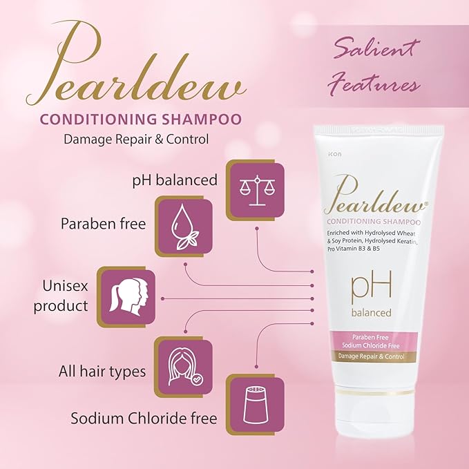 Pearldew Conditioning Shampoo, Damage Repair & Control, Paraben Free, pH Balanced - 100 ml | Pack Of 2