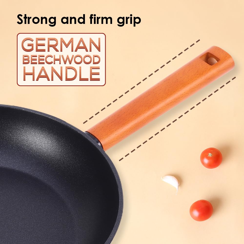 Wonderchef Caesar Forged Virgin Aluminium Fry Pan, 1 ltr, 20cm, Black, Healthy Greblon C3 Non-Stick Coating