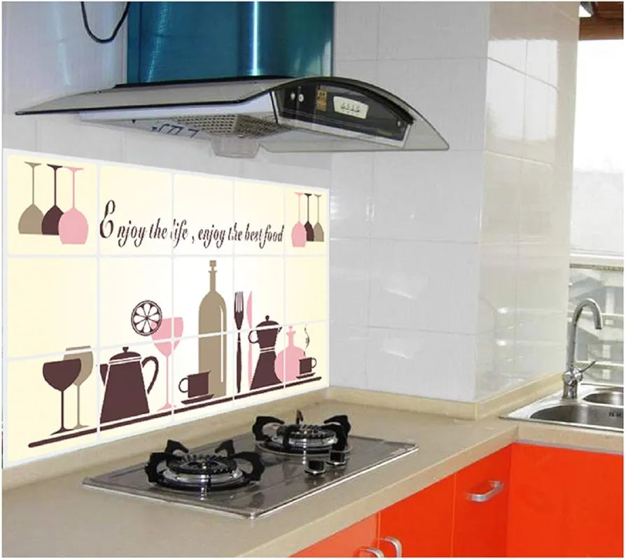 Jaamso Royals Kitchen Tools Wall Tiles Stickers Waterproof Kitchen Stickers Dinner Set