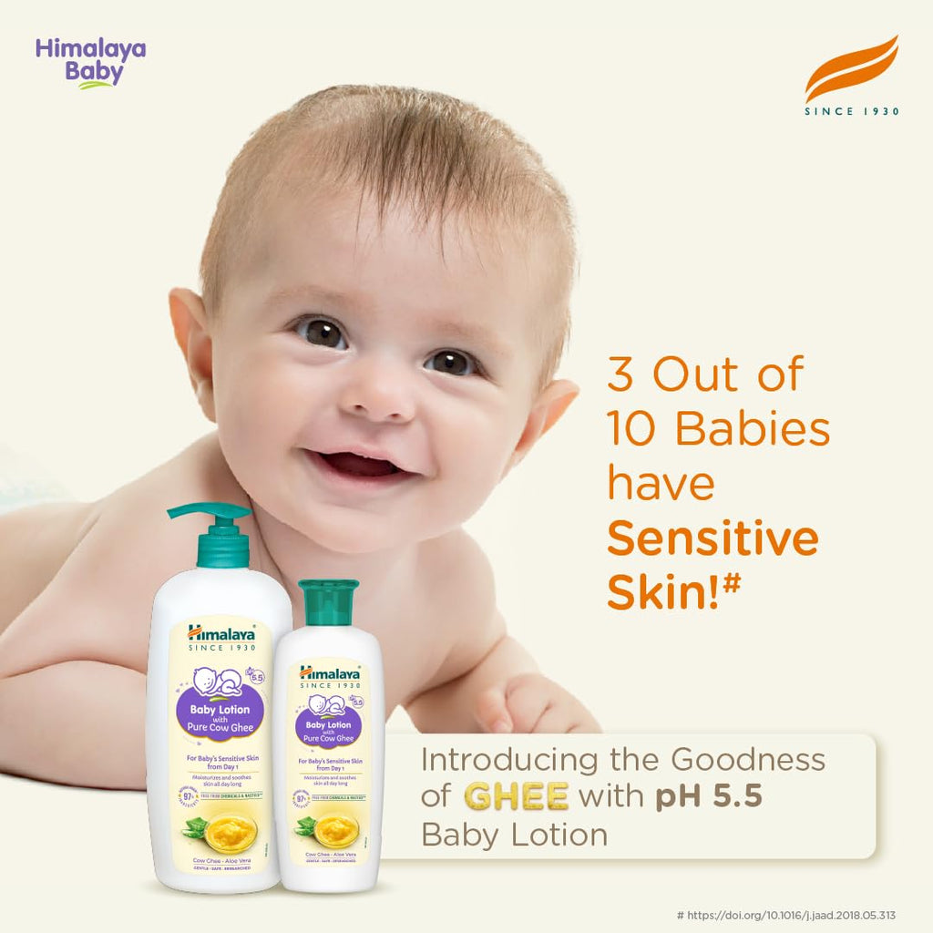 Himalaya Baby Lotion With Pure Cow Ghee 700Ml|Ph5.5|Pure Ghee|Aloe Vera|Safe For Newborns|For Baby's Sensitive Skin|No Parabens|No Phthalates|No Mineral Oil|No Synthetic Color|Dermatologically Tested