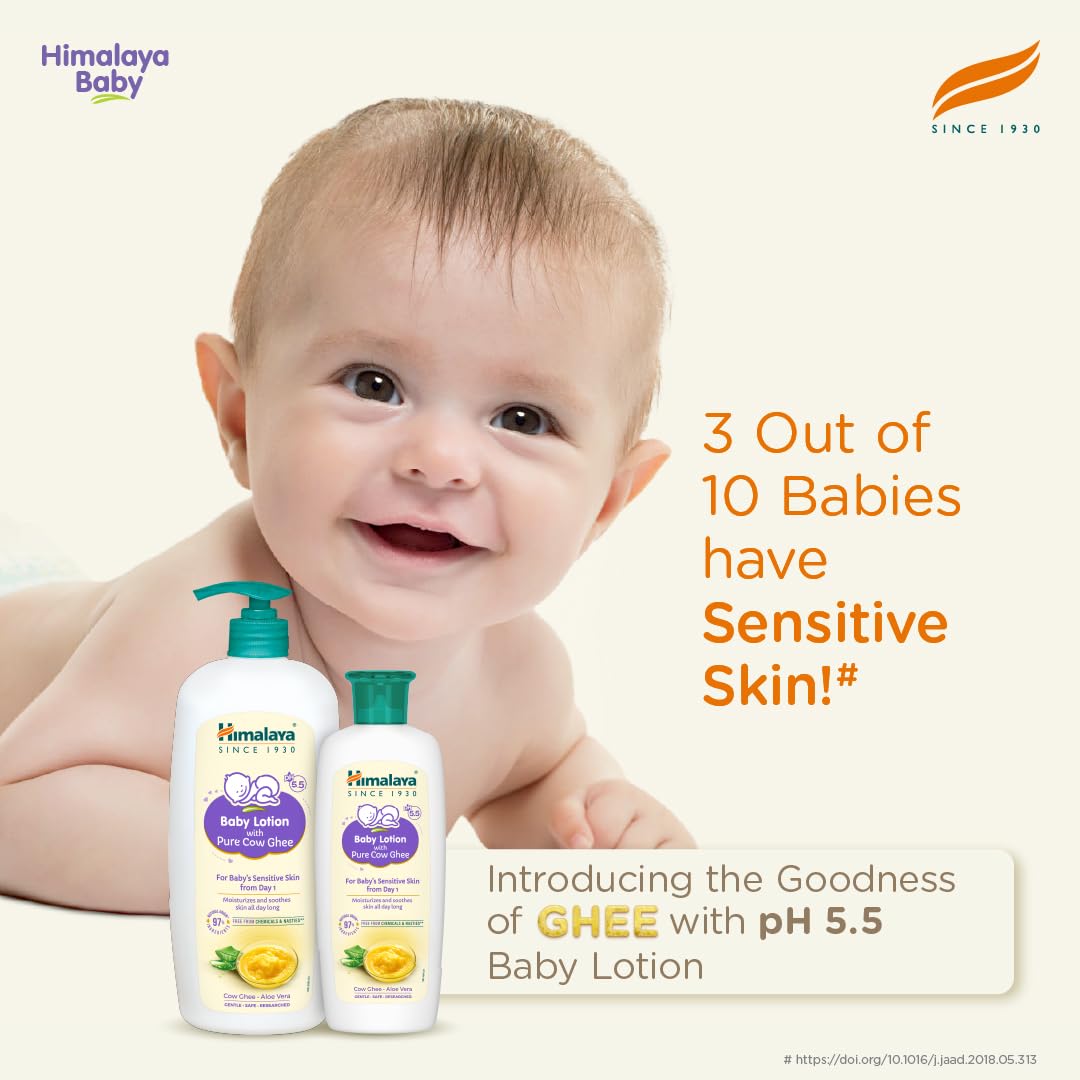 Himalaya Baby Lotion With Pure Cow Ghee 700Ml|Ph5.5|Pure Ghee|Aloe Vera|Safe For Newborns|For Baby's Sensitive Skin|No Parabens|No Phthalates|No Mineral Oil|No Synthetic Color|Dermatologically Tested