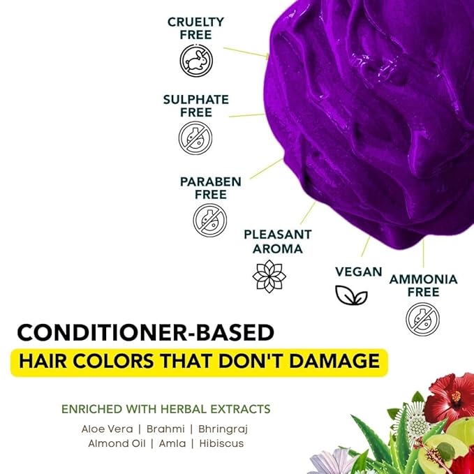 Paradyes Semi-permanent Electric Purple Diy Conditioner Based Hair Colour - 120 Gms