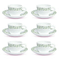 Larah by Borosil Silk Series Sage Opalware Cup and Saucer Set of 12 Pcs | Tea/coffee Cups | 140 Ml