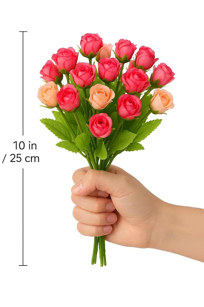 Polyester Silk Mini Artificial Peony Flower Bunches Set of 2  Small Artificial Flowers for Vase