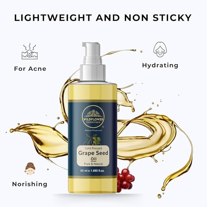 Wildflower Essentials Grape Seed Oil Cold Pressed - 50 ml