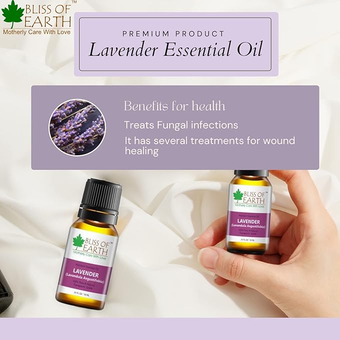 Bliss of Earth Premium Lavender Spain Lavandula Angustifobia Essential Oil - 10 ml Each (Pack of 2)