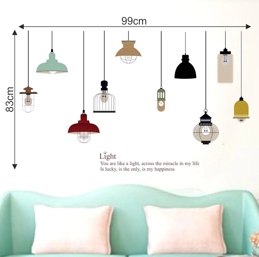 Rawpockets Vinyl Hanging Decor Light Lamps With Quote Self Adhesive Wall Sticker 10x990 mm
