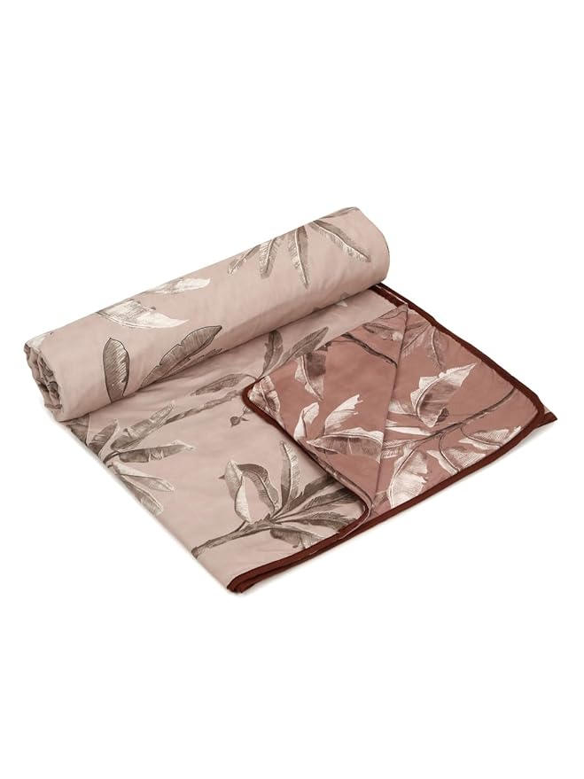 Cortina Ultra-Soft Microfiber Reversible 120 GSM Abstract Single AC Blanket Quilt Dohar | Chocolate