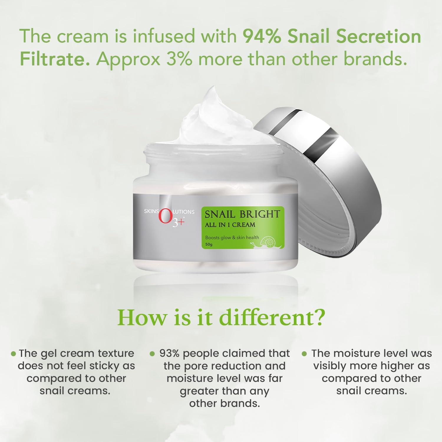 O3+ Snail Bright All in 1 Cream, 50g
