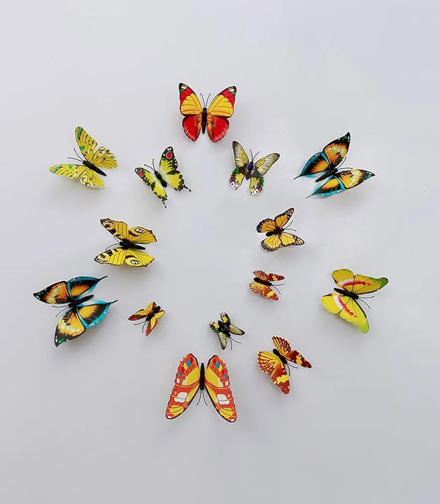 Rangoli 3D Metal Butterfly Stickers for Decoration Pack of 12