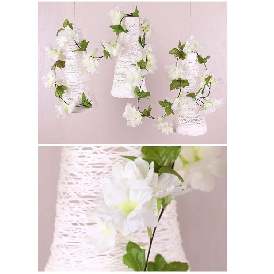 Artificial Cherry Blossom Rattan Flowers Vine White