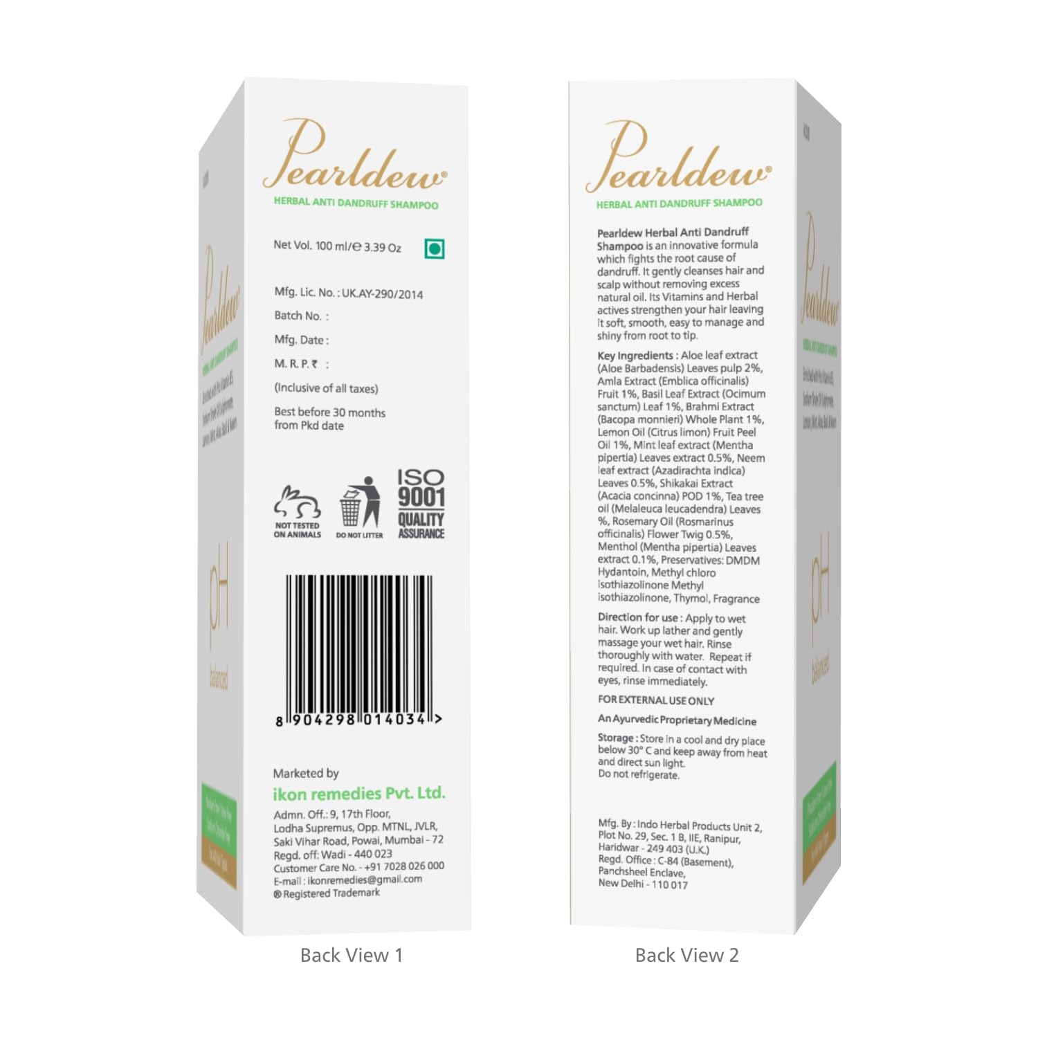 Pearldew Herbal Anti Dandruff Shampoo | Controls Dandruff - 100 Ml