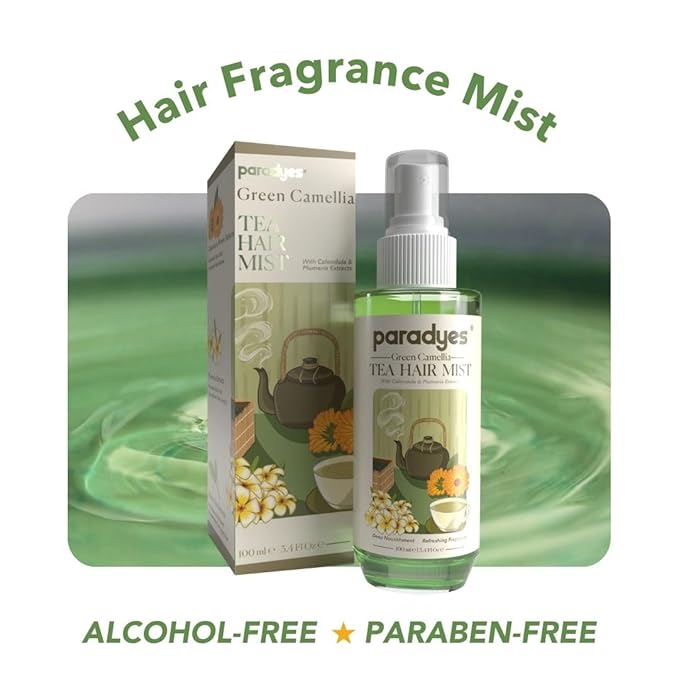 Paradyes Green Camellia Tea Hair Aerosol Perfume for Intense Hydration & Calming Fragrance - 100 Ml