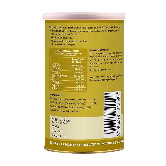 Organic Wellness Triphala Powder - 100 gms Tin