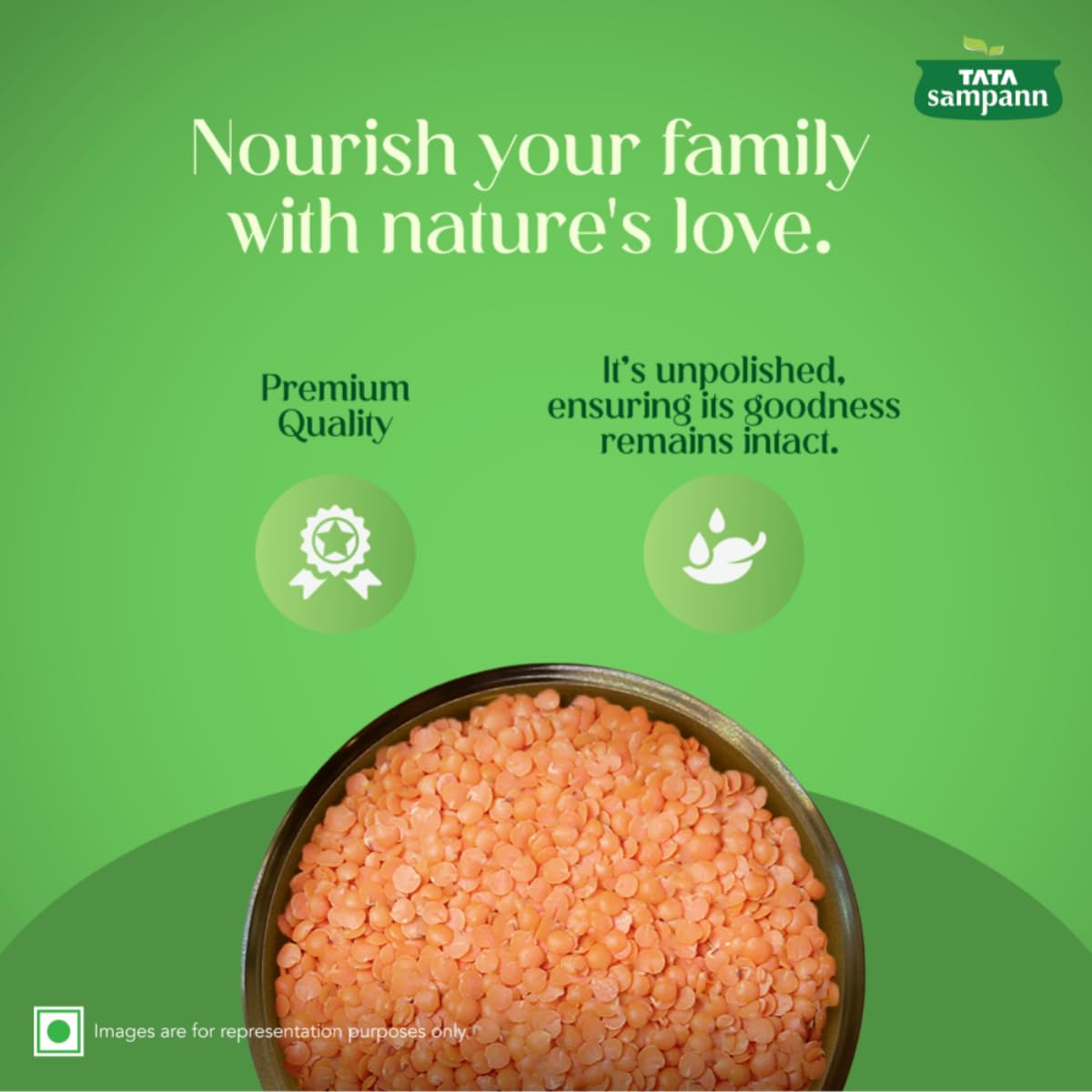Tata Sampann Unpolished Masoor Dal (Split), 1kg