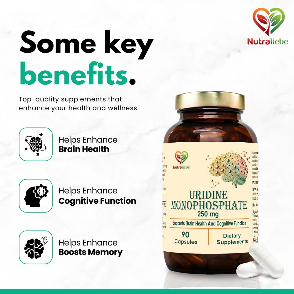 Nutraliebe Uridine Monophosphate 250mg â€“ 90 Capsules | Dietary Supplement | Supports General Health & Wellness | Non-GMO & Gluten-Free