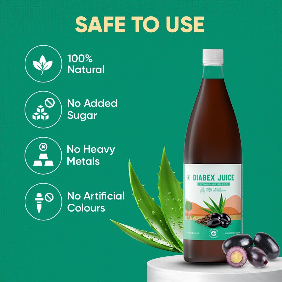 Dr. Vaidyaâ€™s Diabex Juice for Diabetic Care | Ayurvedic Diabetes Juice with Karela, Jamun & Neem | Helps Manage Blood Sugar Levels | No Added Sugar or Artificial Flavours | 950ml