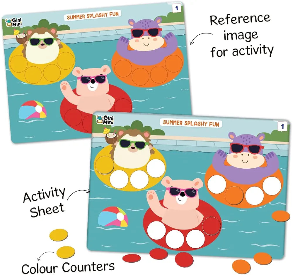 GiniMini DOT POP Activity Kit for Kids 2–5 150+ Elements Colour Counting Sorting & Matching Games Early Learning Motor Skills Reusable Mess-Free & Screen-Free Fun