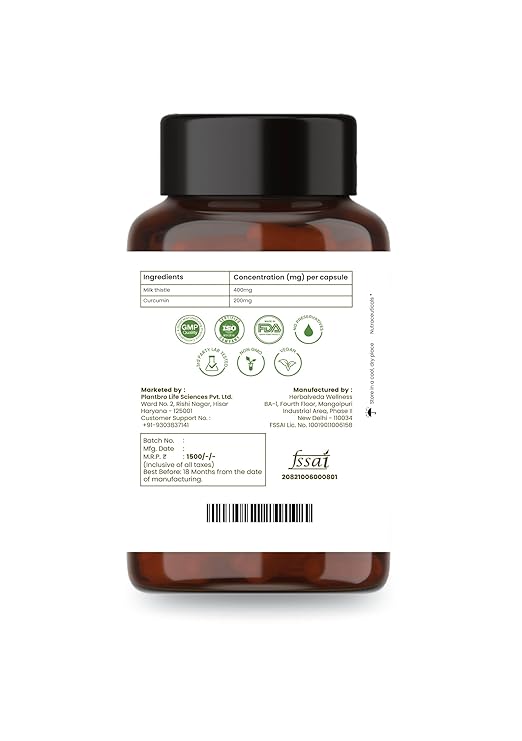 Plant Bro Liver Support Capsules - 60 Capsules | 650 Mg | Helps in Supporting Gut Health, Skin Health & Body Detoxing
