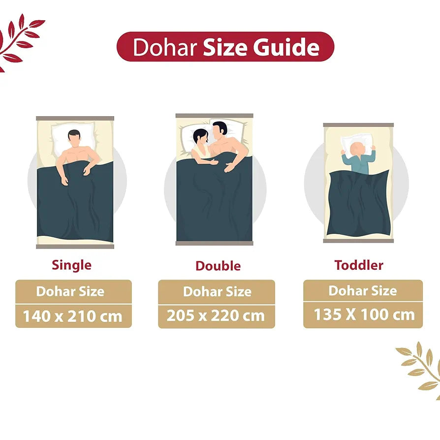 Divine Casa Floret 100% Cotton Double Dohar 120 GSM Soft & Lightweight Throw Blanket Colour Summer Fern