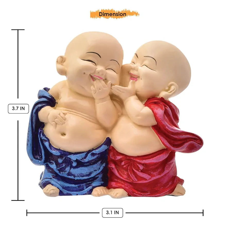 Karigaari India Handcrafted Resine Little Laughing Buddha Monk Sculpture