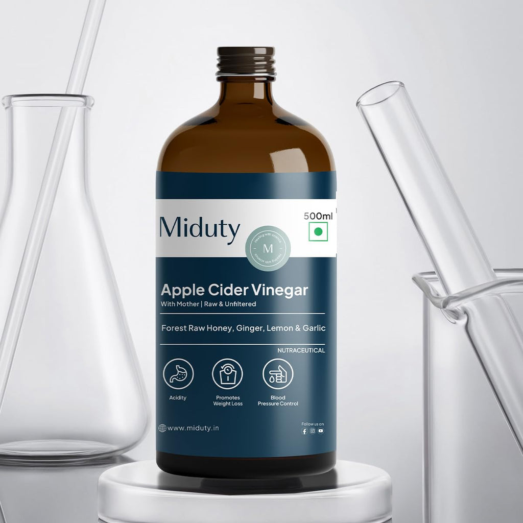 Miduty Palak Notes Apple Cider Vinegar | Apple Cider Vinegar supplement | Weight loss Supplement | Apple Cider Vinegar syrup | Digestive enzyme Supplement (Honey, Ginger, Lemon, Garlic)