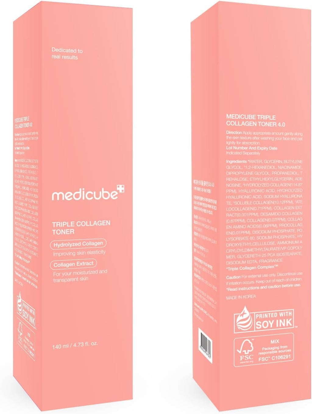 Medicube Triple Collagen Toner - Hydrolyzed, Atelo, & Soluble Collagen for Deep Hydration & Plump Skin - Fast-Absorbing Formula for All-Day Suppleness | 140ml