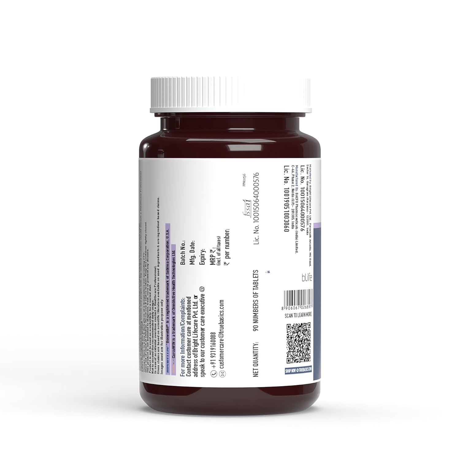 TrueBasics Joint Ease, with 1500 mg Glucosamine, 1200 mg Chondroitin, Boswellia, Vitamin D3, and Hyaluronic Acid, Joint Support Supplement, for Joint Pain, Bone, and Muscle Strength, 90 Tablets