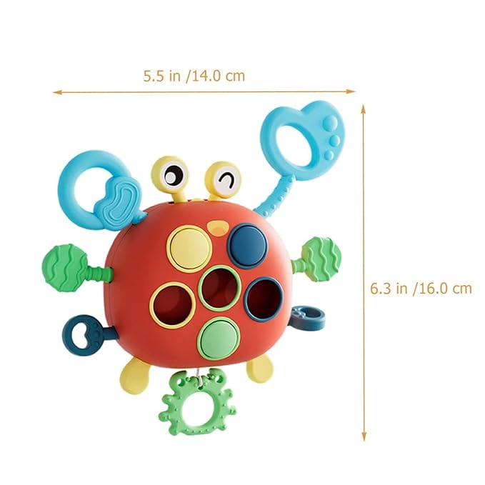 Kidology Baby Montessori Sensory Toys Silicone Pull String Crab Toy