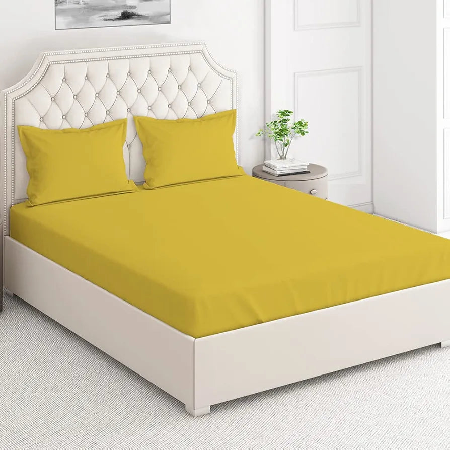 Layers Be Bold Cotton Bedsheet Set for All Seasons Lightweight Moisture Absorbent 140 TC King Size Yellow Paisley