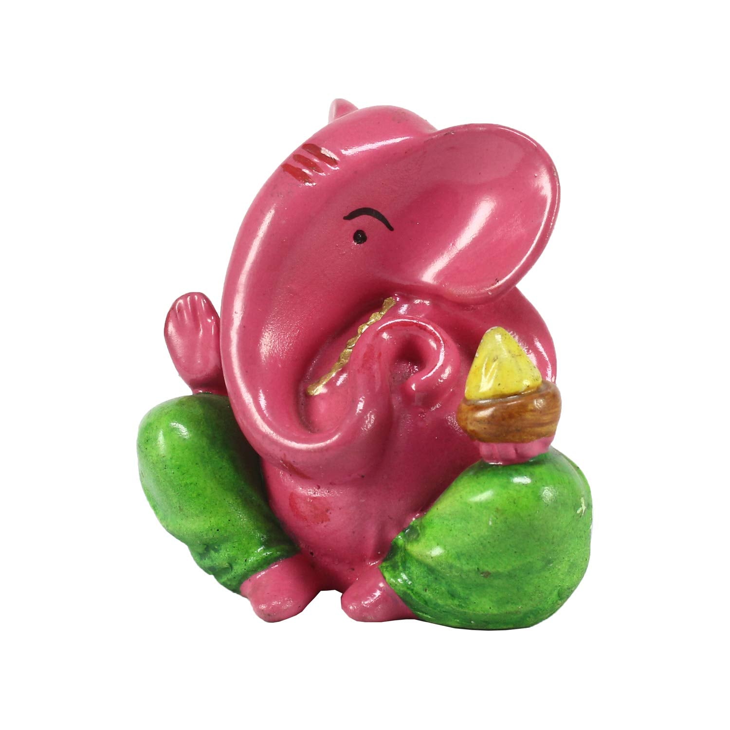 Ecraftindia 'Decorative Lord Ganesha' Showpiece | Pink and Green