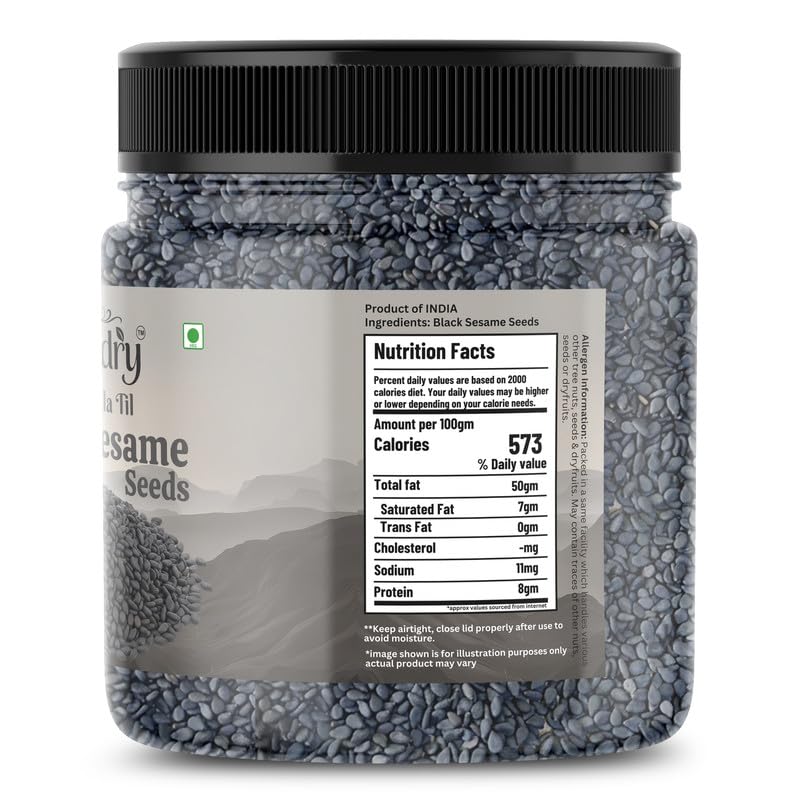 AURADRY Black Sesame Seeds for Eating | Whole Fresh and Natural Unhulled Kale Till | Black Til Seed for Weight Management, Indian Spice | Kaale Til