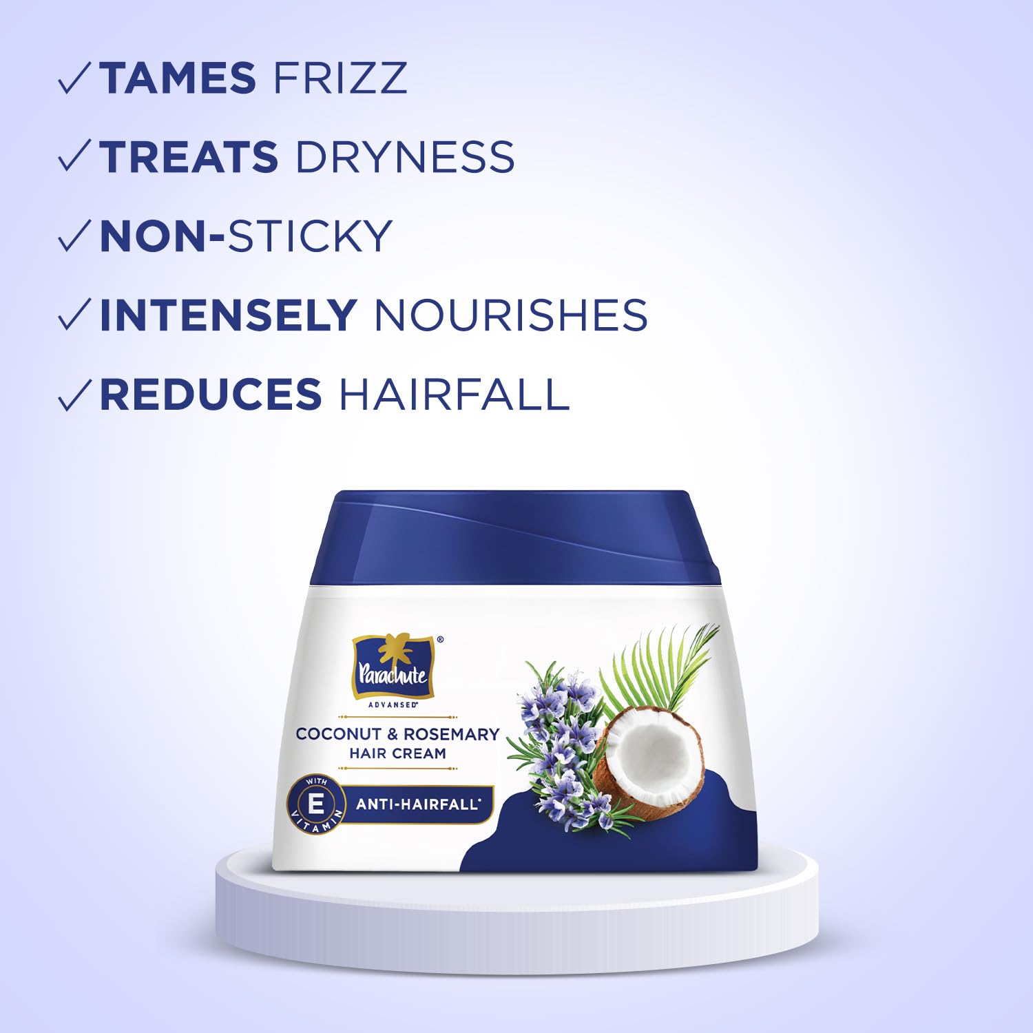 Parachute Advanced Coconut & Rosemary Hair Cream 210ml | Anti â€“ HairFall | 10X Breakage Reduction | 2X Smoother, Softer | For Men & Women