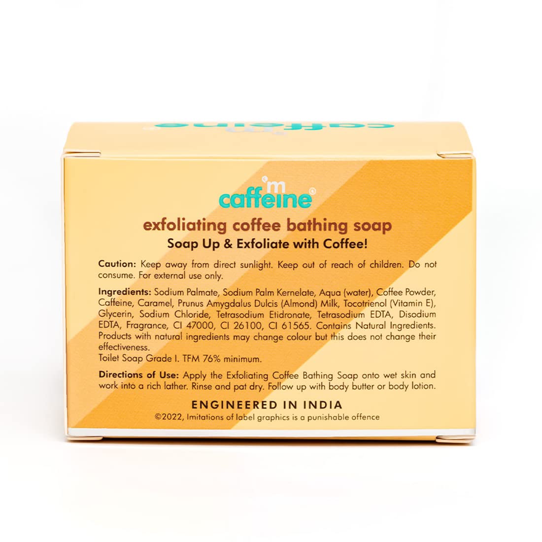 mCaffeine Exfoliating Tan Removal Soap with Coffee,Almond Milk & Caramel|De Tan Bathing Soap for Polishing & Moisturizing the Skin|Bean Shaped Soap for bath with Fresh Coffee Aroma for Unisex