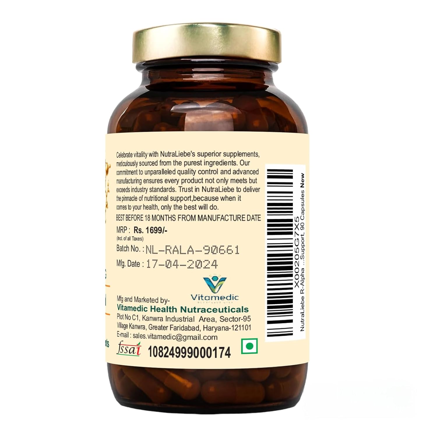 Nutraliebe R-Alpha Lipoic Acid (Thiotic Acid) 300mg - High Potency, Non-GMO, Antioxidant Support, 90 Capsules