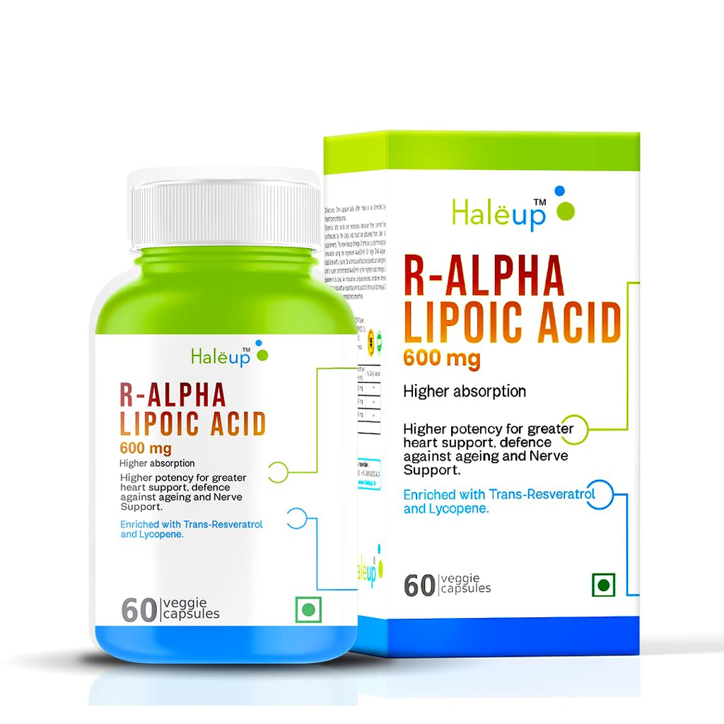 Haleup Alpha Lipoic Acid, 600 mg II Enriched with Lycopene & Resveratrol || Healthy Liver || Heart || Blood Sugar & Potent Antioxidant, (1 Pack X 60s Count)